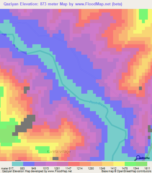 Qaziyan,Afghanistan Elevation Map