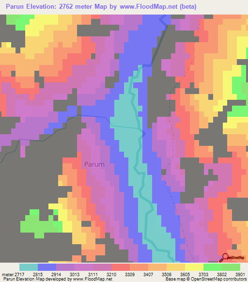 Parun,Afghanistan Elevation Map