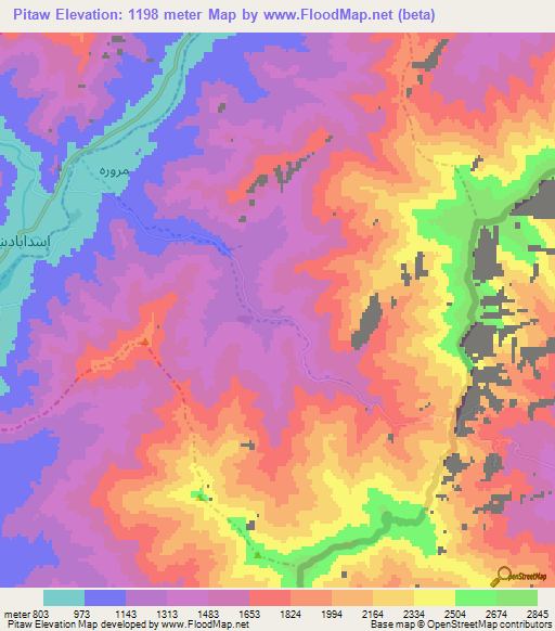 Pitaw,Afghanistan Elevation Map