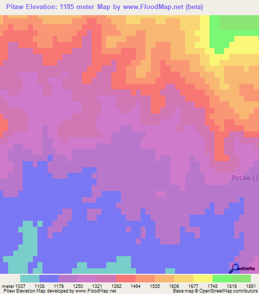 Pitaw,Afghanistan Elevation Map