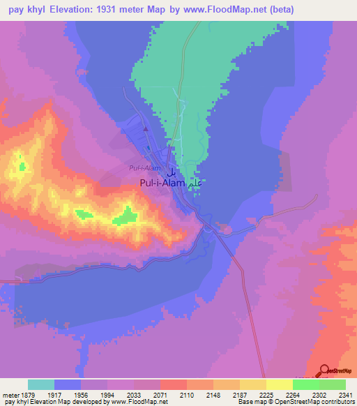 pay khyl,Afghanistan Elevation Map