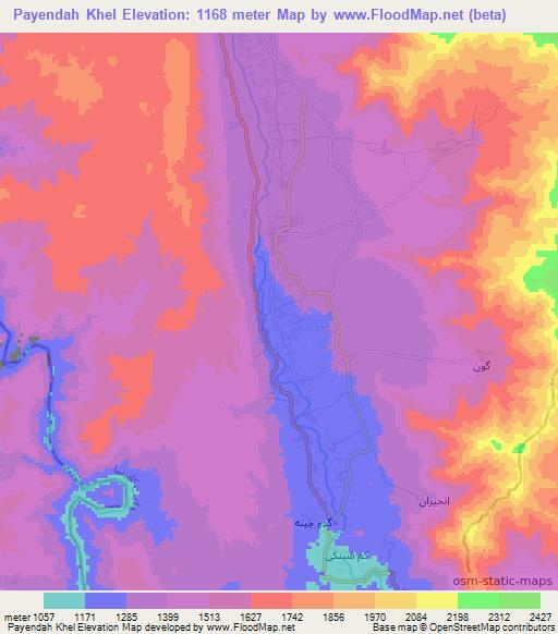 Payendah Khel,Afghanistan Elevation Map