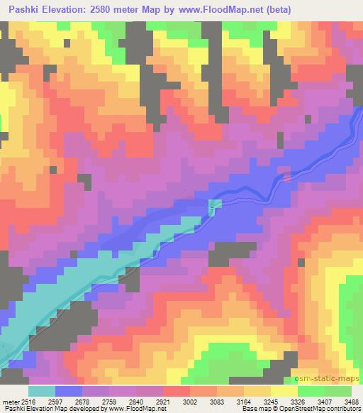 Pashki,Afghanistan Elevation Map