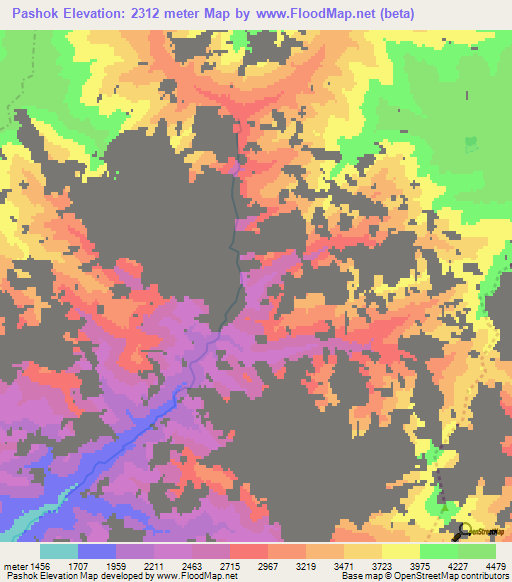Pashok,Afghanistan Elevation Map