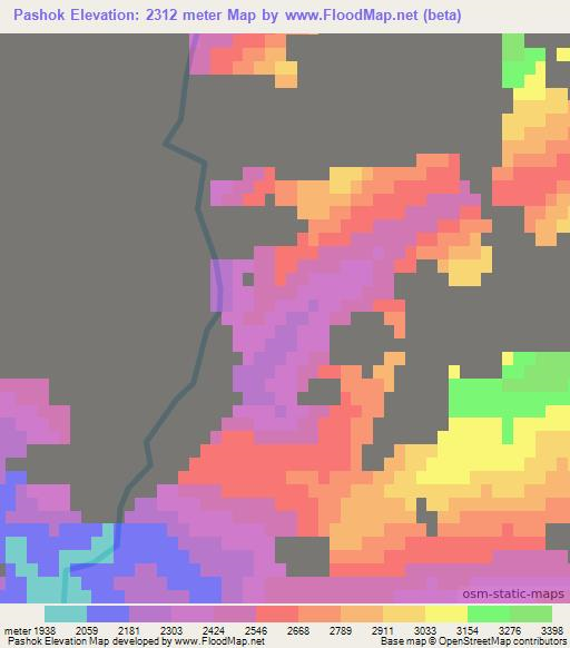 Pashok,Afghanistan Elevation Map
