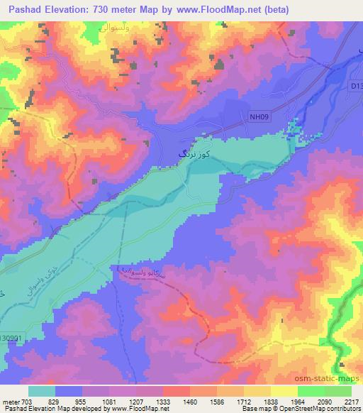 Pashad,Afghanistan Elevation Map