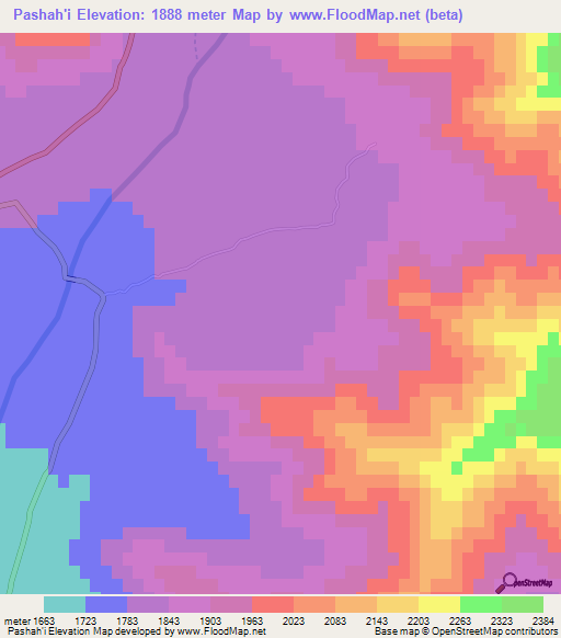 Pashah'i,Afghanistan Elevation Map