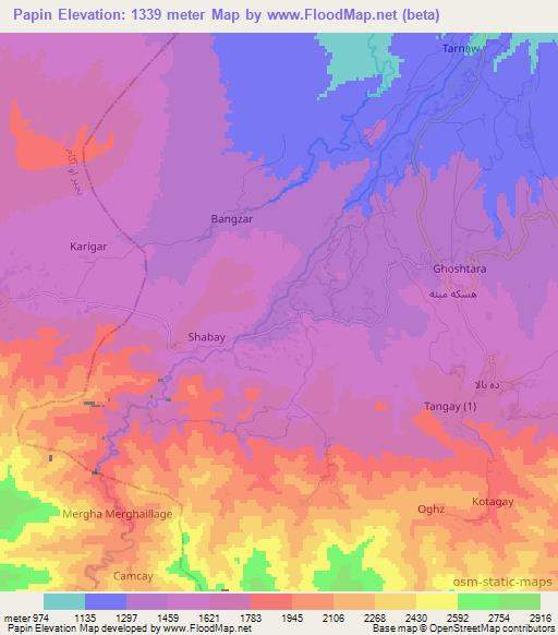 Papin,Afghanistan Elevation Map