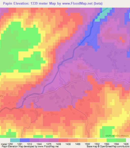 Papin,Afghanistan Elevation Map