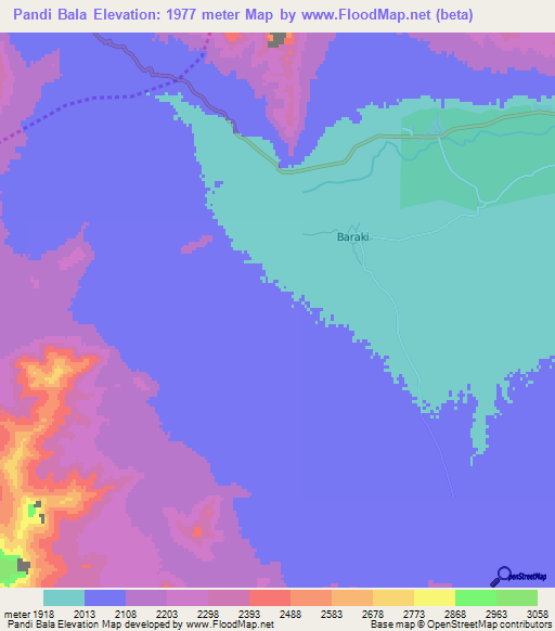 Pandi Bala,Afghanistan Elevation Map