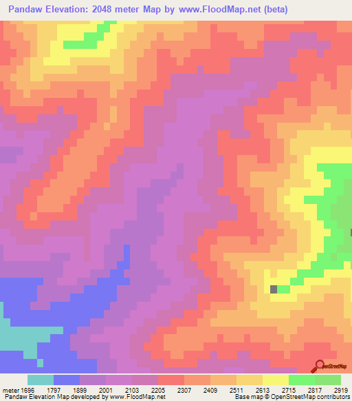 Pandaw,Afghanistan Elevation Map