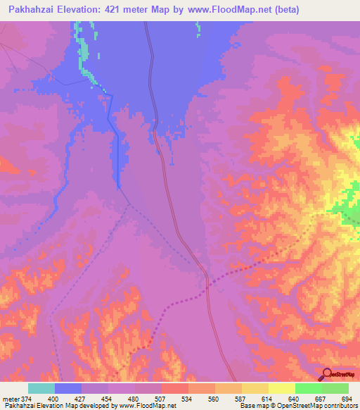 Pakhahzai,Afghanistan Elevation Map