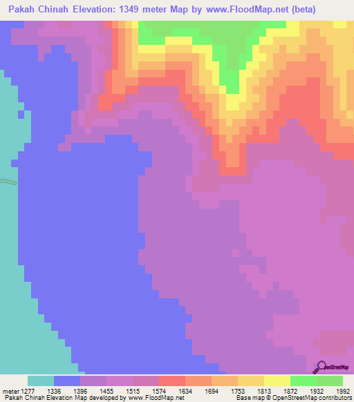Pakah Chinah,Afghanistan Elevation Map
