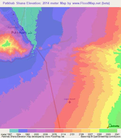 Patkhab Shana,Afghanistan Elevation Map