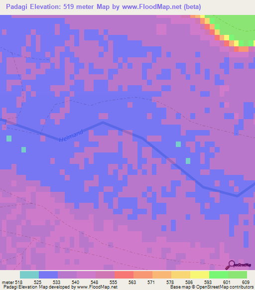 Padagi,Afghanistan Elevation Map