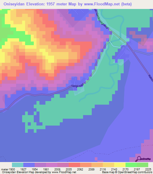 Oniseyidan,Afghanistan Elevation Map