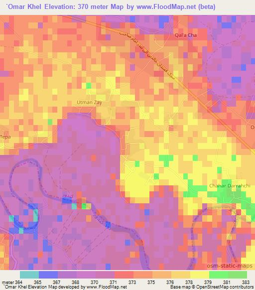 `Omar Khel,Afghanistan Elevation Map