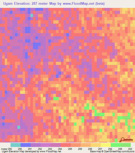 Ugam,Afghanistan Elevation Map