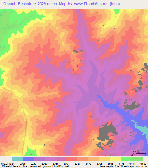 Obarah,Afghanistan Elevation Map