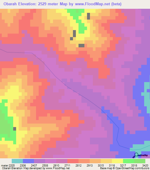 Obarah,Afghanistan Elevation Map
