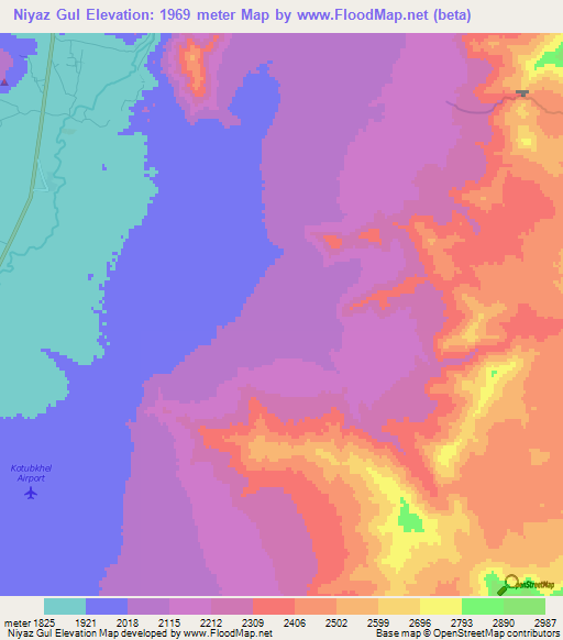 Niyaz Gul,Afghanistan Elevation Map