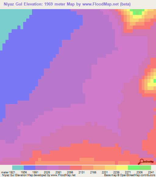 Niyaz Gul,Afghanistan Elevation Map