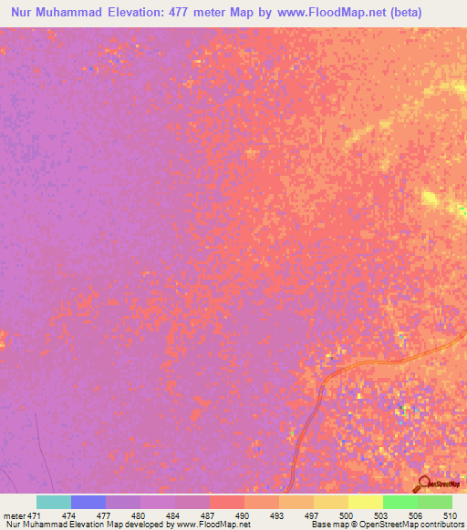 Nur Muhammad,Afghanistan Elevation Map