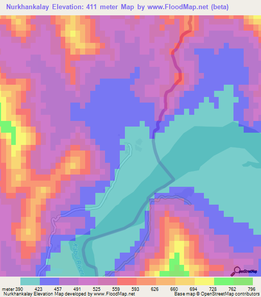 Nurkhankalay,Afghanistan Elevation Map