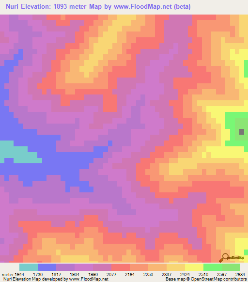 Nuri,Afghanistan Elevation Map