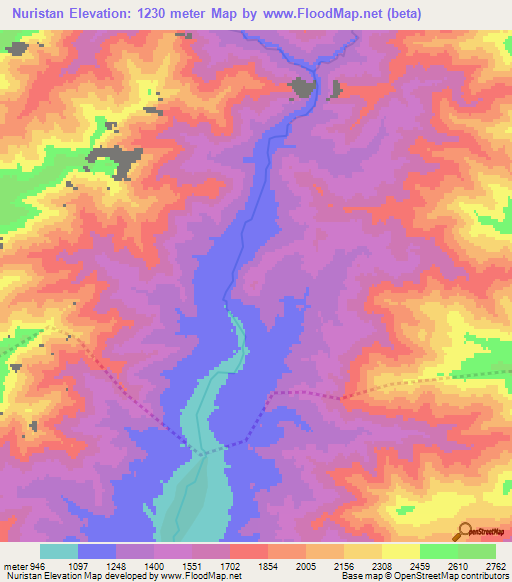 Nuristan,Afghanistan Elevation Map