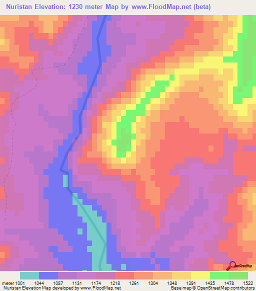 Nuristan,Afghanistan Elevation Map
