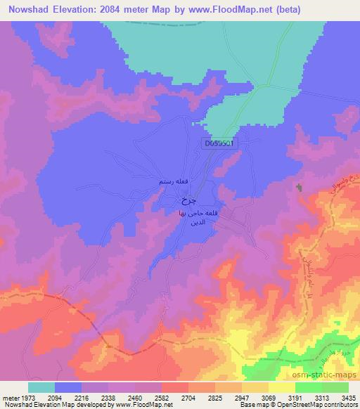 Nowshad,Afghanistan Elevation Map