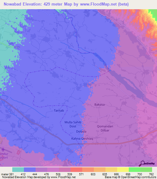 Nowabad,Afghanistan Elevation Map