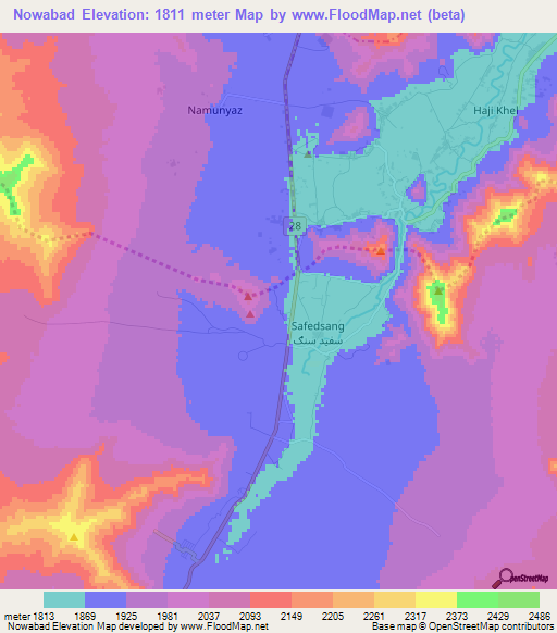 Nowabad,Afghanistan Elevation Map