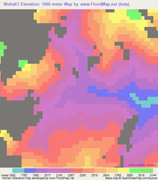 Nishah'i,Afghanistan Elevation Map