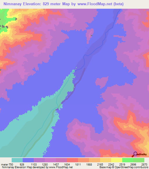 Nimnanay,Afghanistan Elevation Map