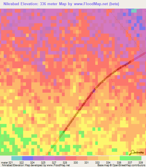 Nikrabad,Afghanistan Elevation Map