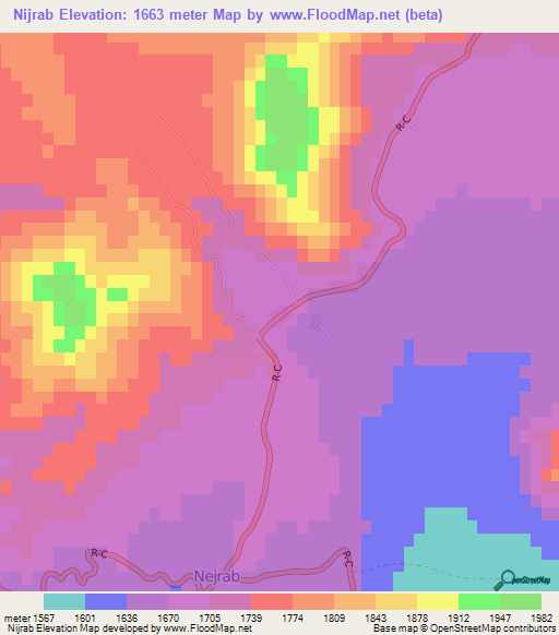 Nijrab,Afghanistan Elevation Map