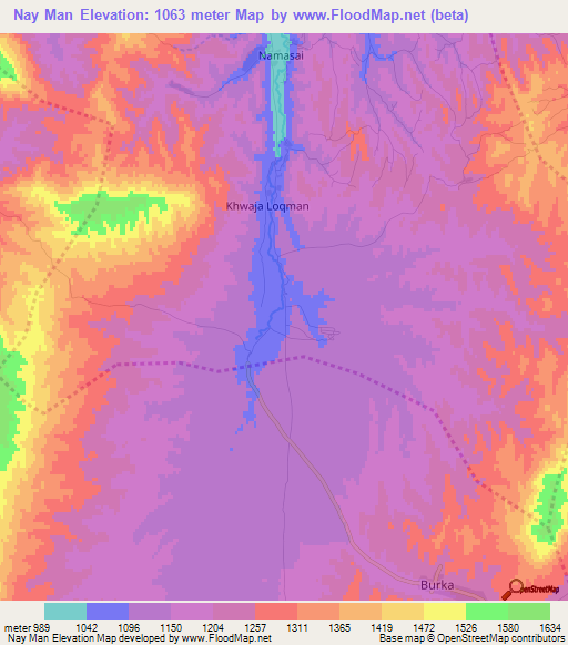 Nay Man,Afghanistan Elevation Map