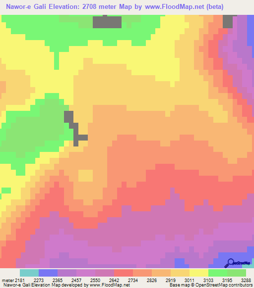 Nawor-e Gali,Afghanistan Elevation Map