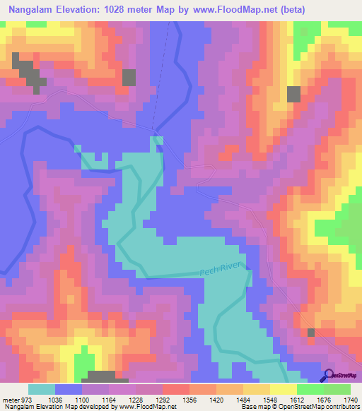 Nangalam,Afghanistan Elevation Map