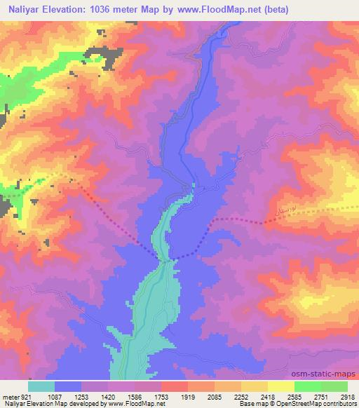 Naliyar,Afghanistan Elevation Map