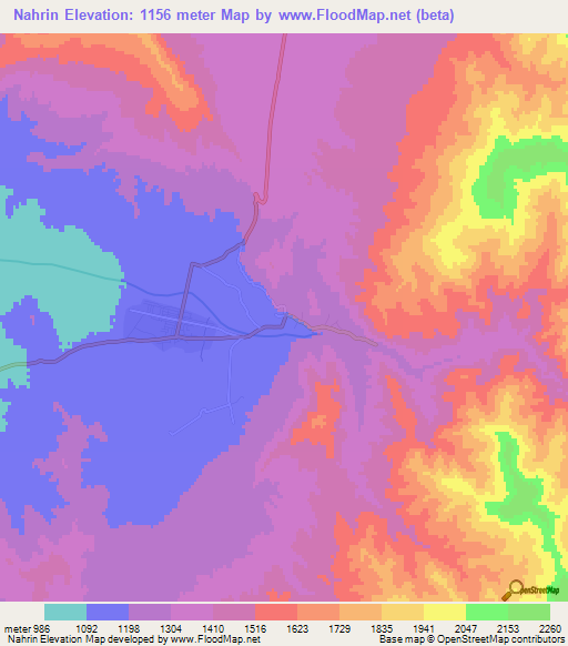 Nahrin,Afghanistan Elevation Map