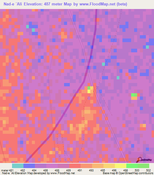 Nad-e `Ali,Afghanistan Elevation Map