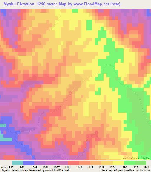 Myahli,Afghanistan Elevation Map