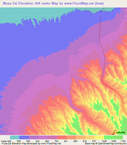 Musa Zai,Afghanistan Elevation Map