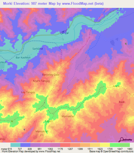 Morki,Afghanistan Elevation Map