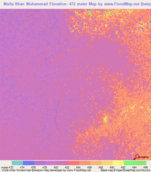 Mulla Khan Muhammad,Afghanistan Elevation Map