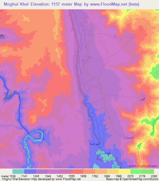 Moghul Khel,Afghanistan Elevation Map
