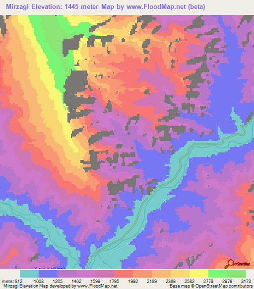 Mirzagi,Afghanistan Elevation Map